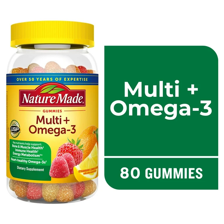 Nature Made Multivitamin + Omega-3 Gummies, Gummy Vitamins for Nutritional Support, 80 Ct | Walmart (US)