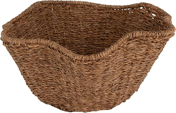 Creative Co-Op Ruffled Bankuan and Rattan Decorative Bowl, Natural | Amazon (US)
