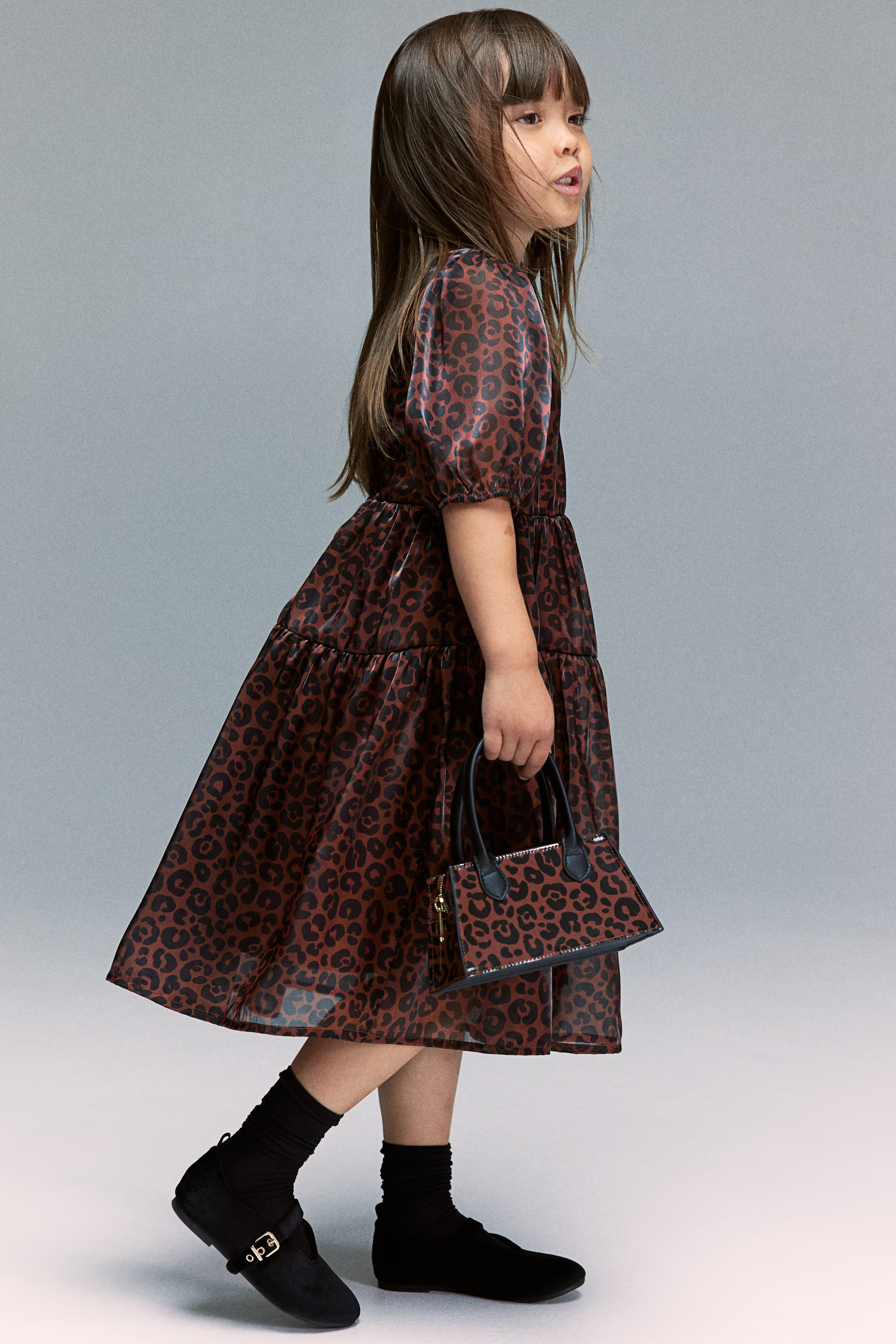 Patterned Organza Dress - Brown/leopard print - Kids | H&M US | H&M (US + CA)