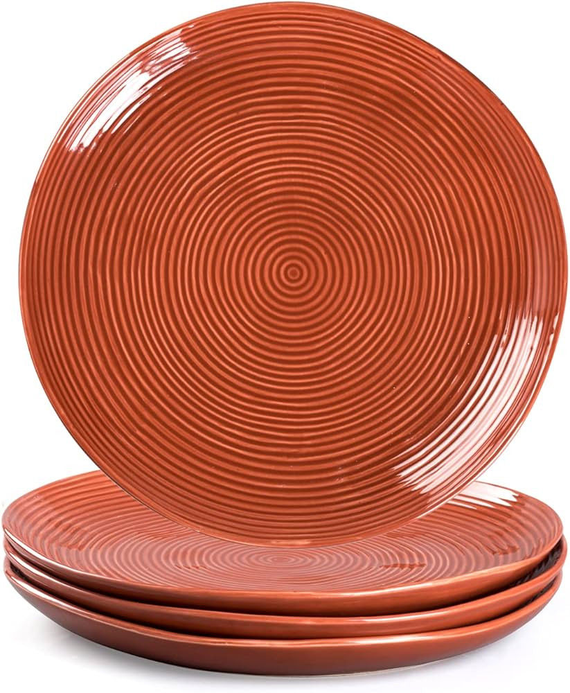 HENXFEN LEAD Ceramic Dinner Plates 11 Inch - Large Serving Dishes Set of 4 for Steak, Pasta - Sto... | Amazon (US)