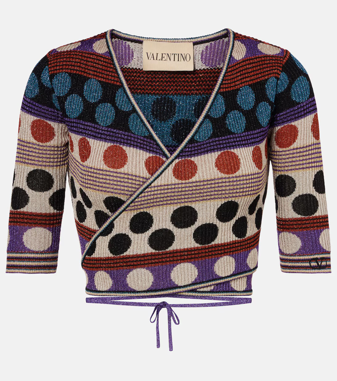 Polka-dot jacquard lamé wrap top | Mytheresa (US/CA)