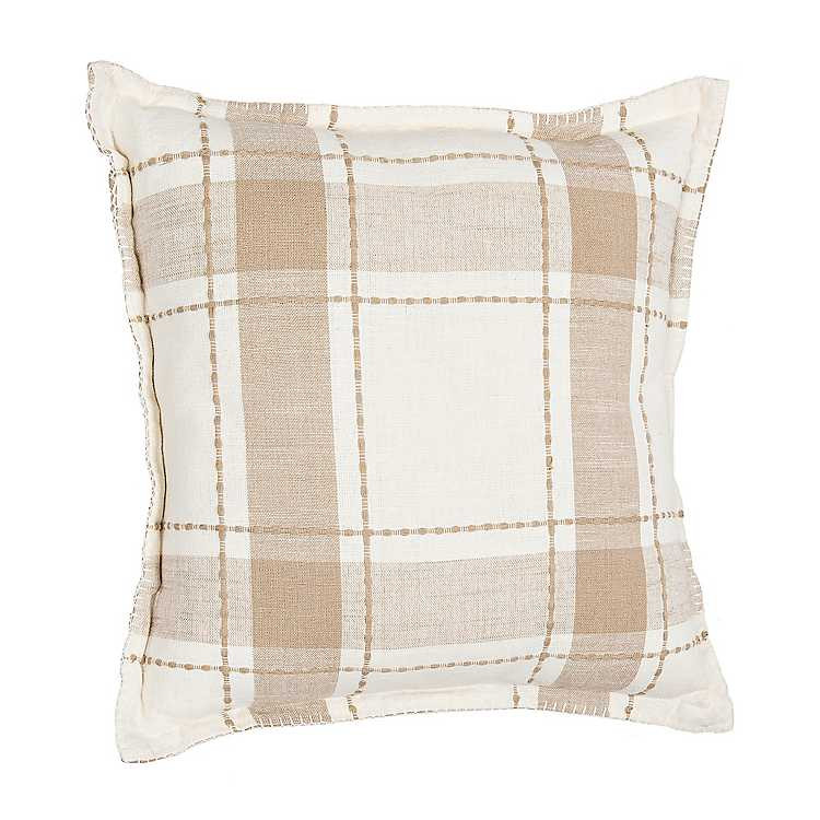 Natural Whipstitch Gingham Pillow | Kirkland's Home