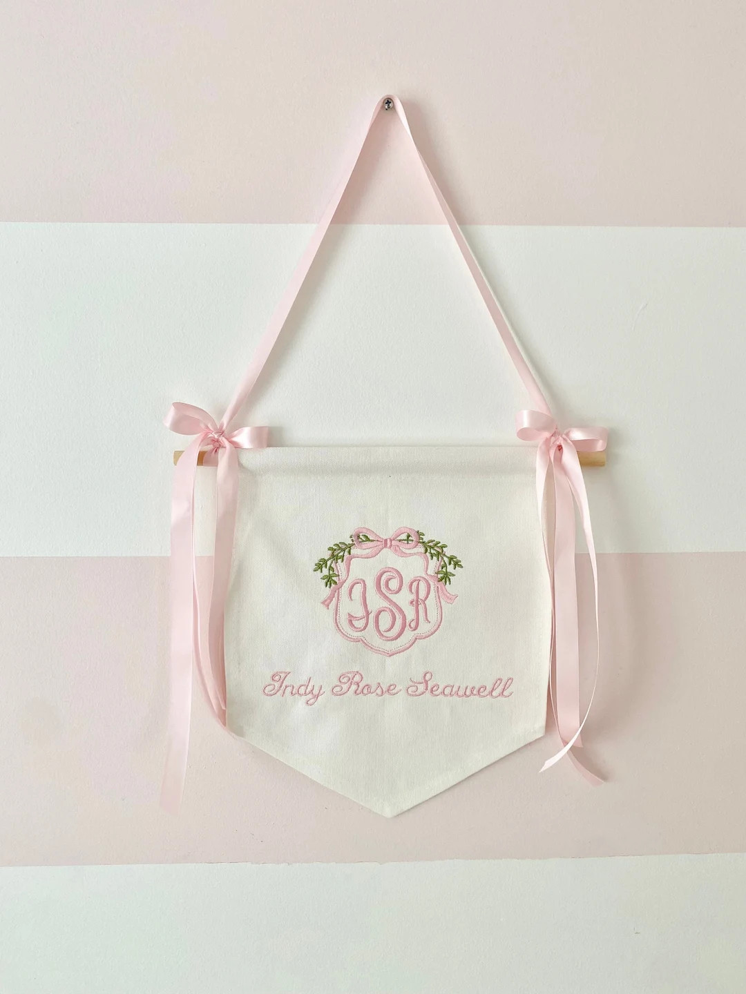 Custom Embroidered Baby Name Banner: Girl Nursery Decor | Etsy (US)