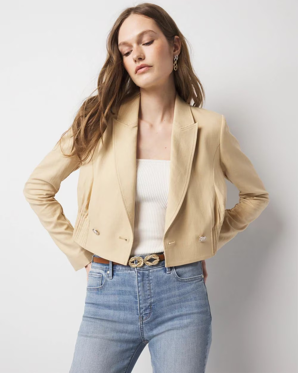 Cropped Double-Breasted Jacket | White House Black Market