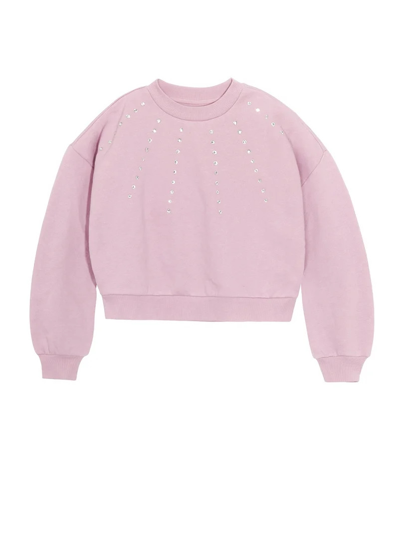Wonder Nation Girls Embellished Sweatshirt, Sizes 4-18 & Plus | Walmart (US)