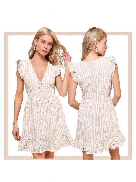 Beige and ivory striped embroidered spring summer mini dress

#LTKfindsunder100 #LTKstyletip #LTKworkwear