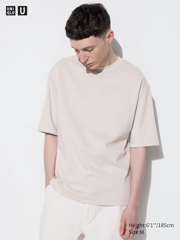 AIRism Cotton Oversized Crew Neck T-Shirt (Half Sleeve) | UNIQLO (UK)