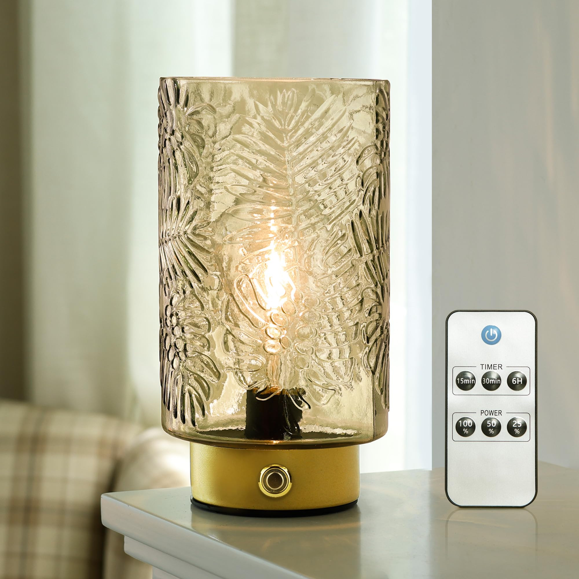 ULAROOM Cordless Lamps Rechargeable Battery Operated lamp,Glass Table Lamp Remote Control-Dimmabl... | Amazon (US)