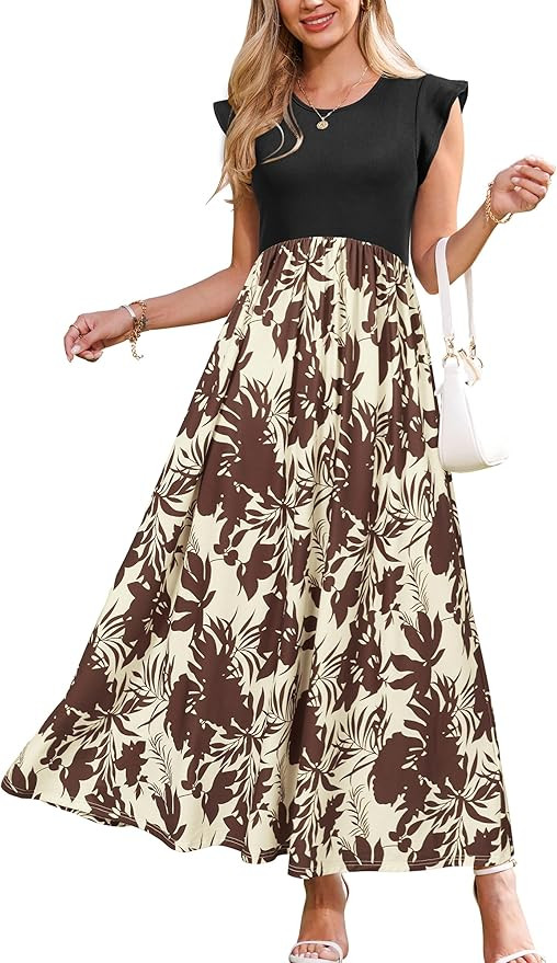 OUGES Women 2025 Spring Summer Dresses Maternity Sleeveless Ribbed Fashion Casual Outfits Maxi Dr... | Amazon (US)