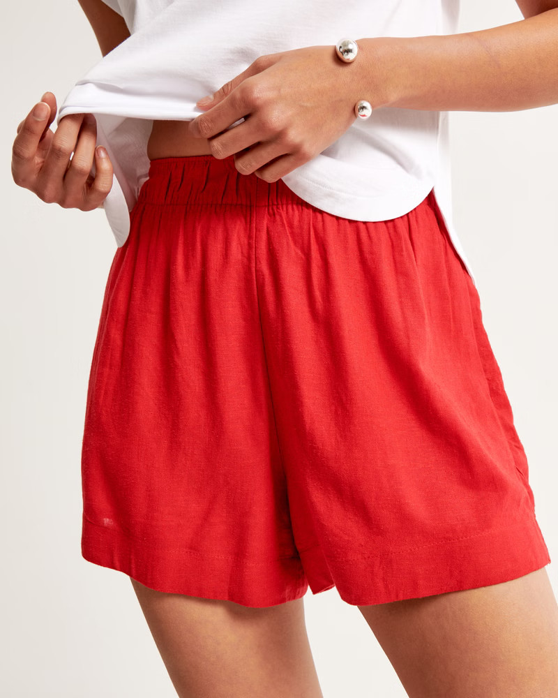 Women's Linen-Blend Eyelet Pull-On Short | Women's Bottoms | Abercrombie.com | Abercrombie & Fitch (US)