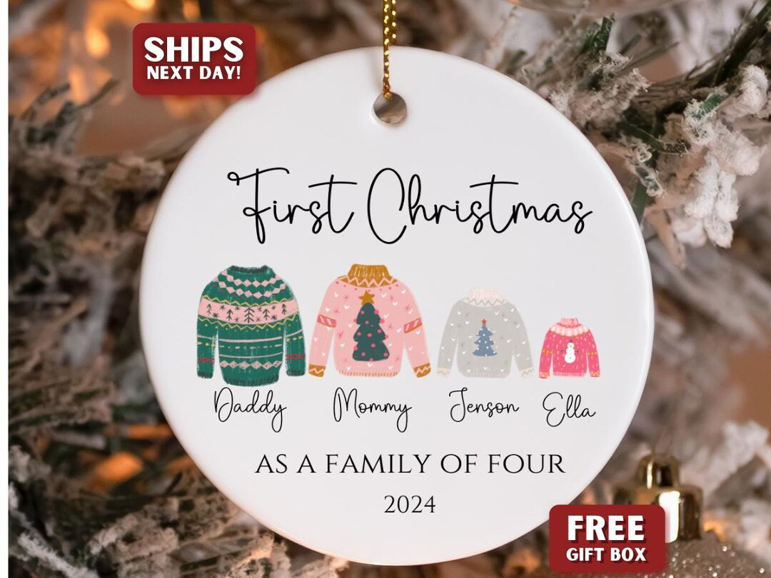 Personalized Family of Four Ornament 2024, Family of 4 Ornament, Custom First Christmas Family of... | Etsy (US)
