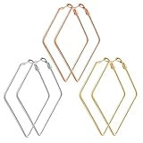 3 Pairs Hoop Earrings for Women - Stainless Steel Gold Plated Rose Gold Plated Silver Geometric Hypo | Amazon (US)