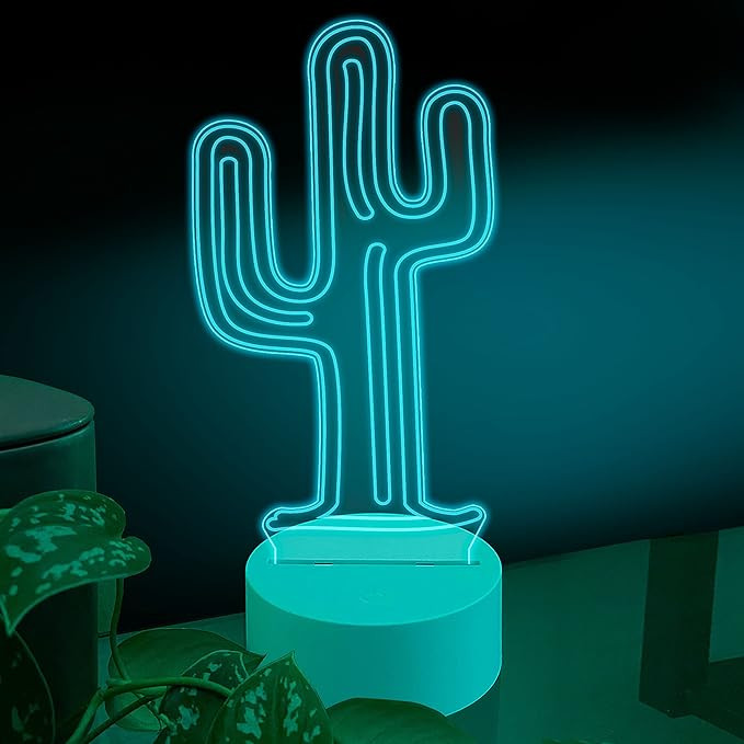 Ambesonne, Cactus 3D Led Table Lamp, Succulent Plant Texas Dessert Plant, Touch Switch 3D Decor N... | Amazon (US)