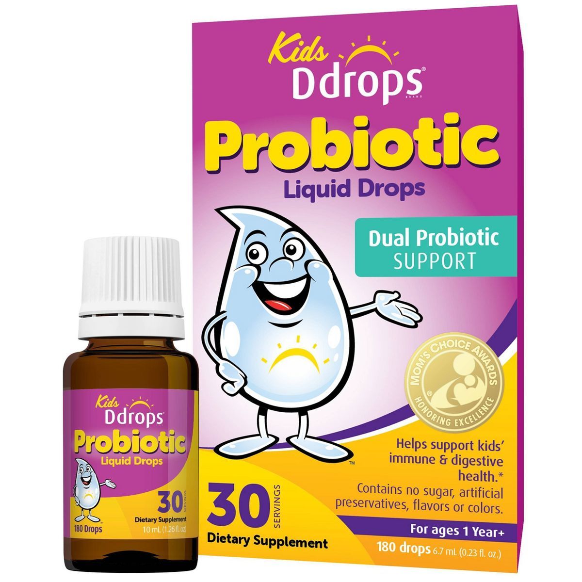 Ddrops Kids' Liquid Probiotic for Healthy Immune and Digestive System - 0.25 fl oz/30 Servings | Target