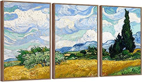 FULL HOUSE Framed Canvas Prints Wall Art of Van Gogh Oil Paintings Reproduction - Wheat Field wit... | Amazon (US)