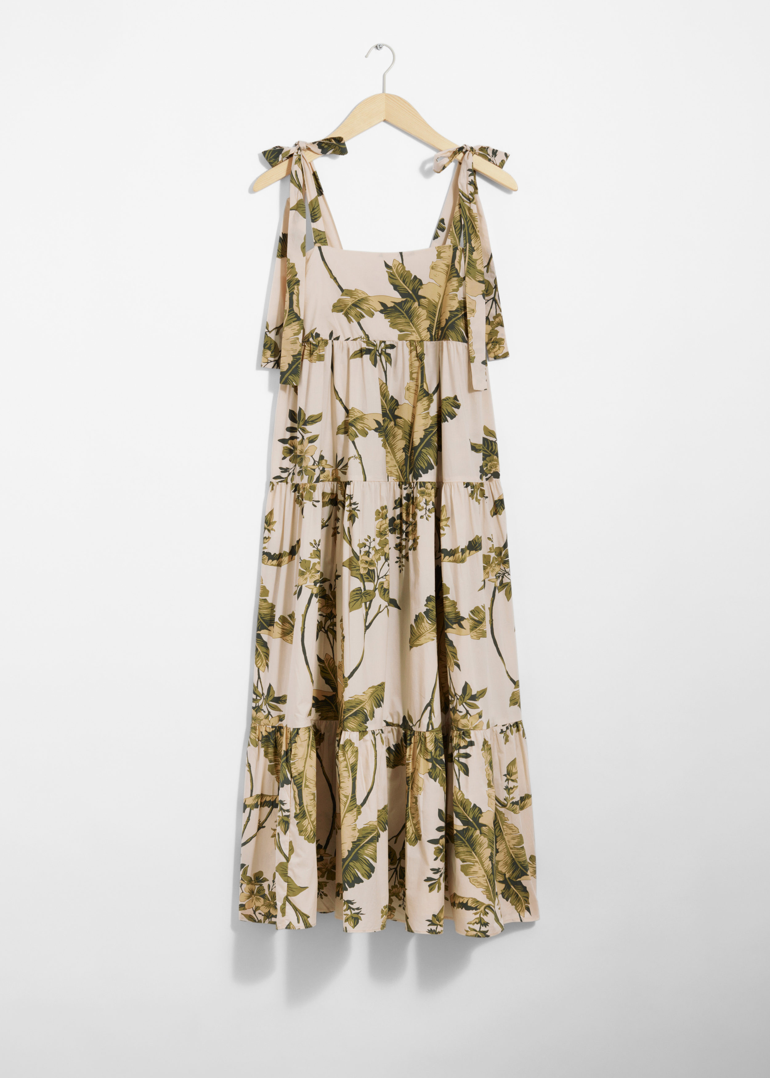 Gestuftes Midikleid mit Bändern - Grün geblümt - & Other Stories DE | & Other Stories EU