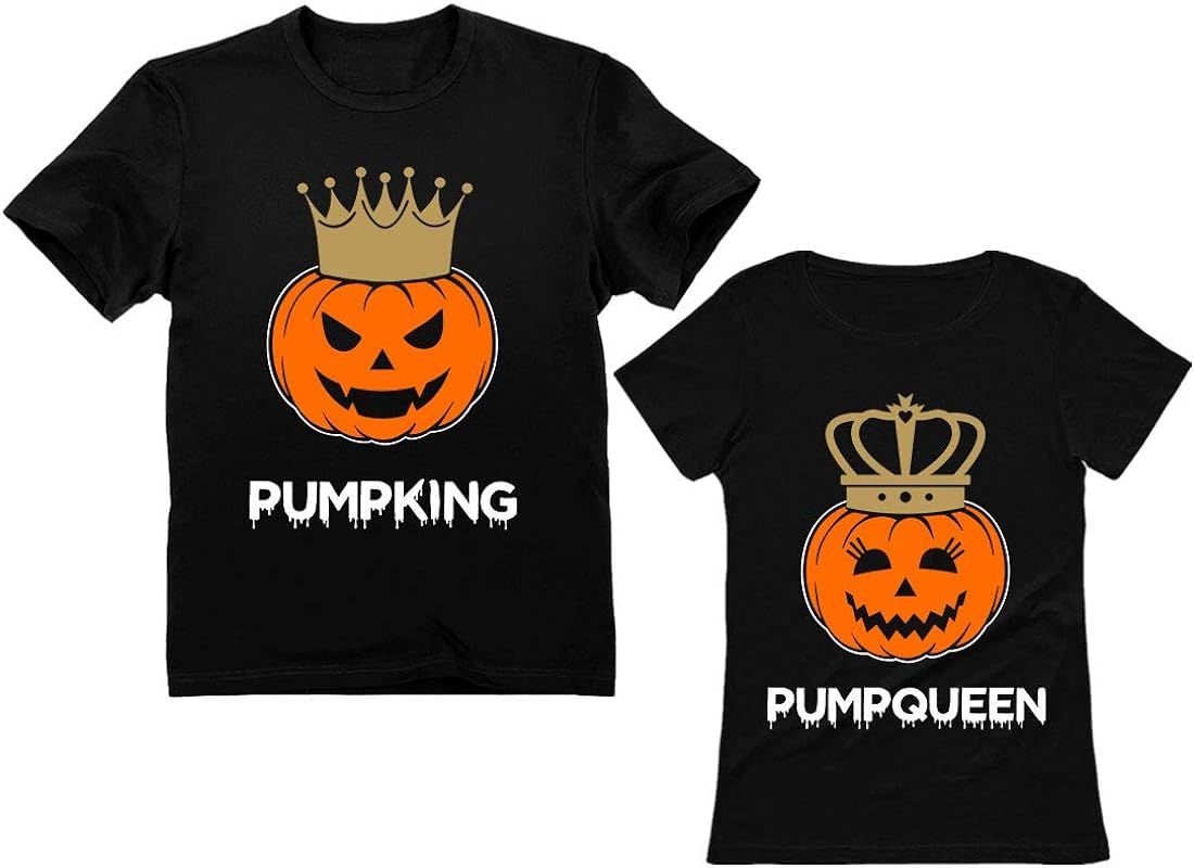 Couples Halloween Tshirts His and Hers Matching King and Queen Pumpkin Shirt Set | Amazon (US)