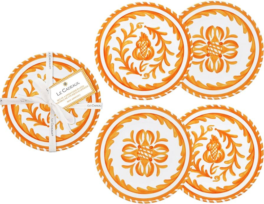 Amazon Plates, Orange Plates, Halloween Plates, Thanksgiving Appetizer Plates, Le Cadeaux plates | Amazon (US)
