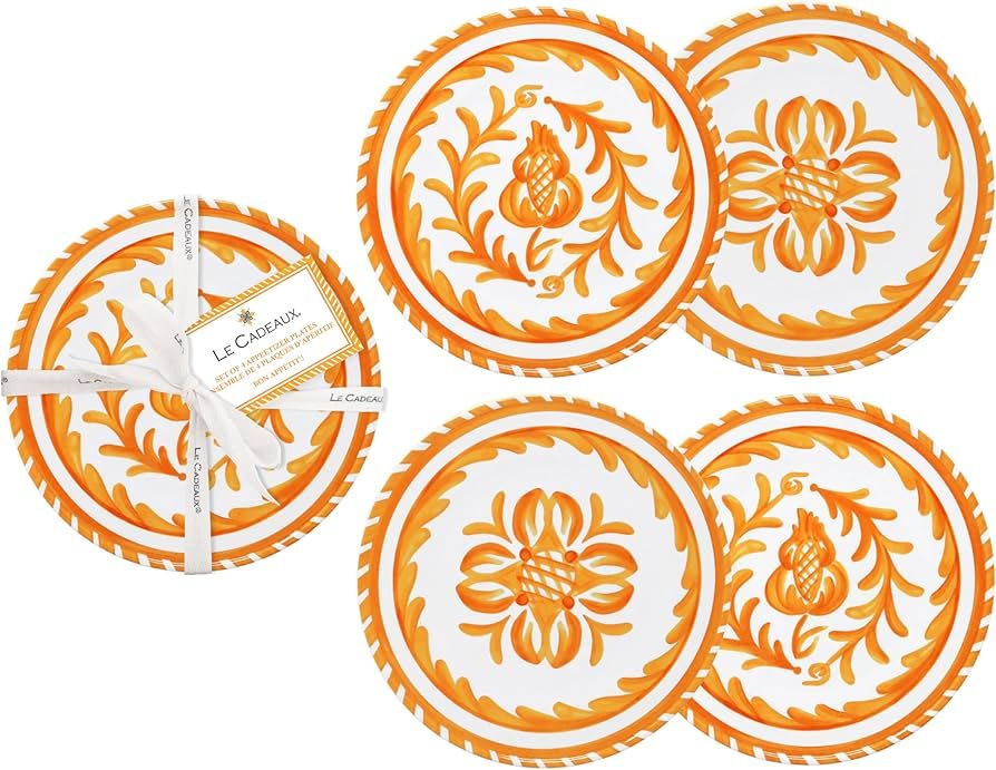 Amazon Plates, Orange Plates, Halloween Plates, Thanksgiving Appetizer Plates, Le Cadeaux plates | Amazon (US)