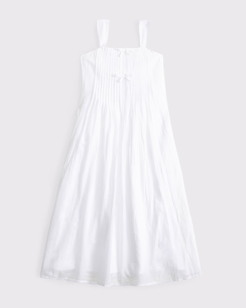 bow pleated maxi dress | Abercrombie & Fitch (US)