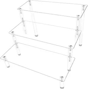 Acrylic Display Risers,Clear Display Risers Stand Small Mini Shelf 3 Tiered Cupcake Stand for Foo... | Amazon (US)