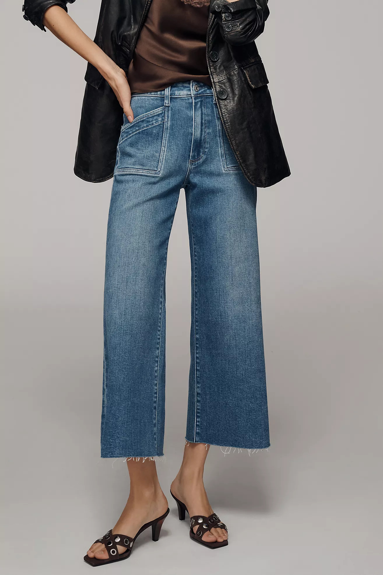 PAIGE Anessa Quincy Pocket High-Rise Crop Wide-Leg Jeans | Anthropologie (US)