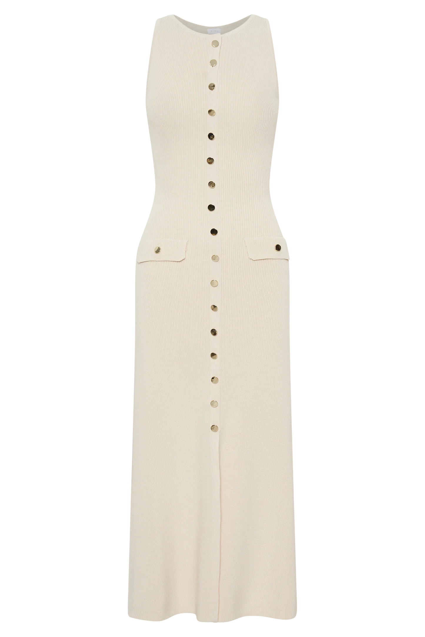 Sawyer Sleeveless Buttoned Maxi Dress - Ivory | MESHKI US