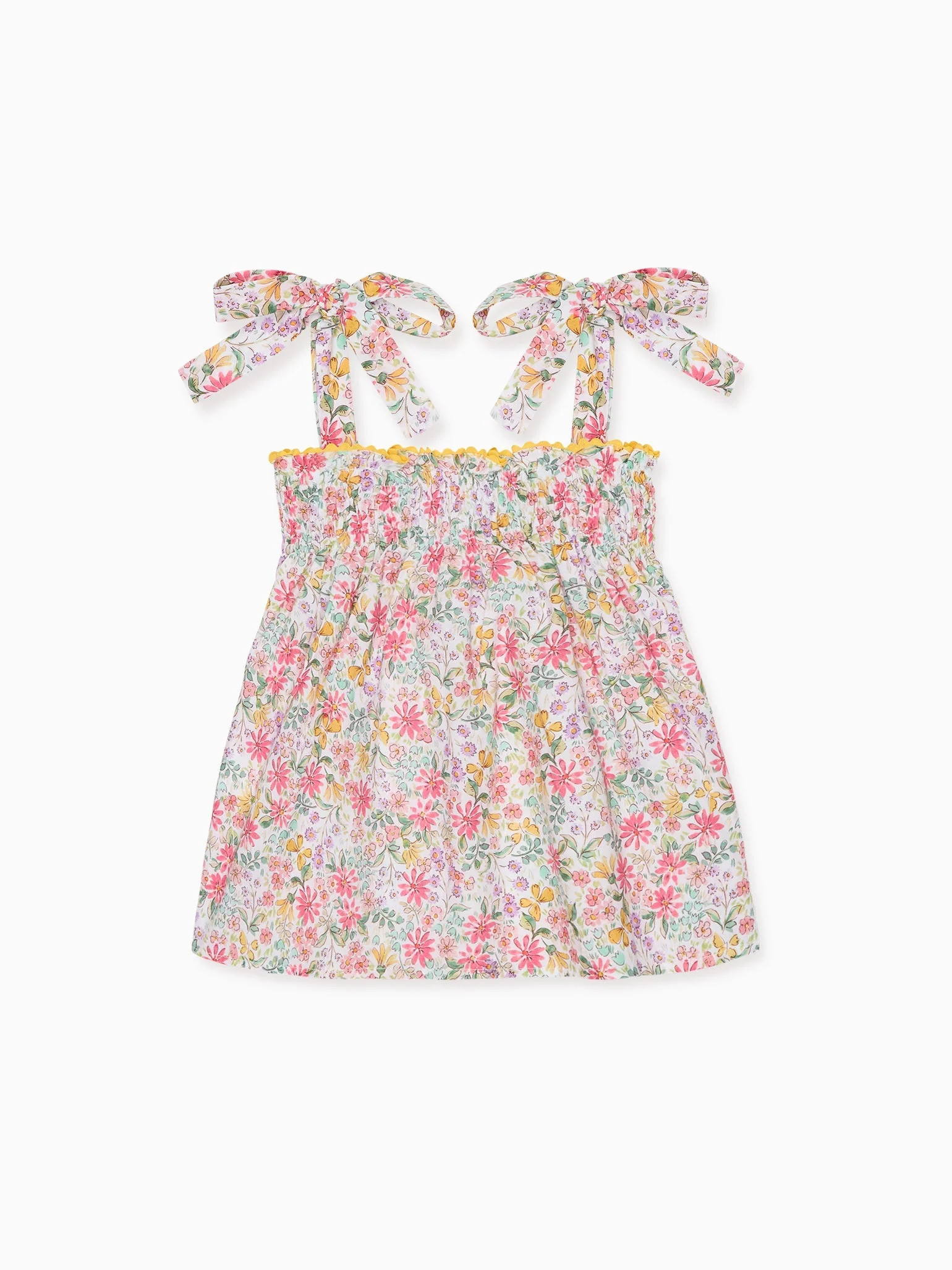 Pink Floral Ana Smocked Girl Top | La Coqueta (US)