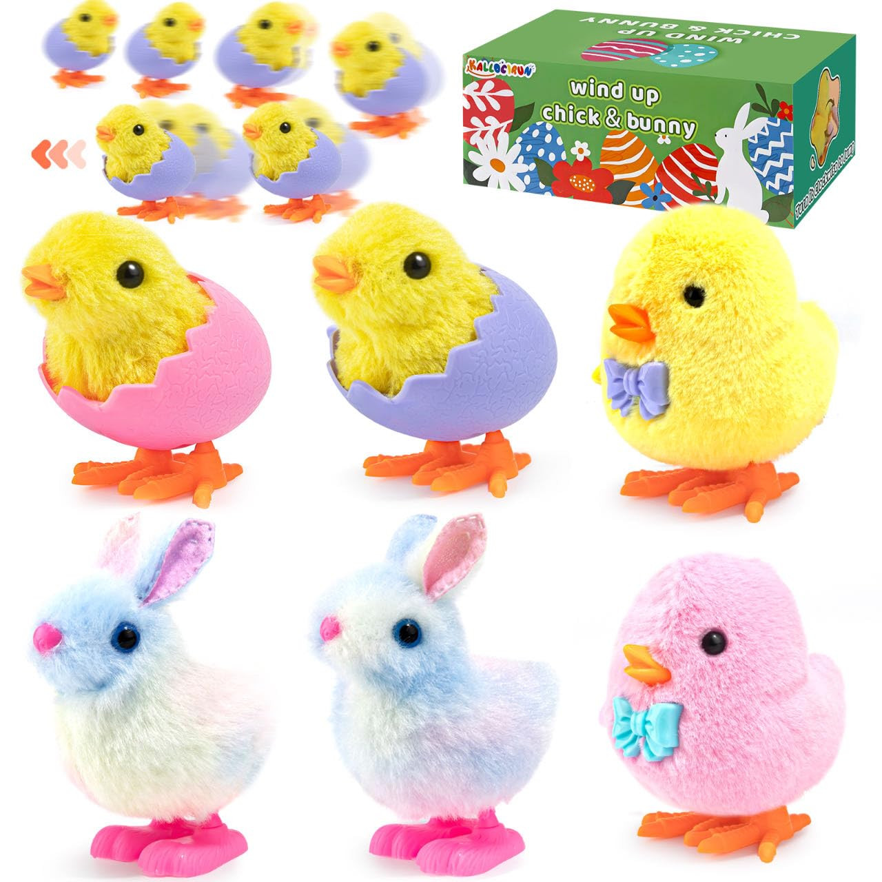 Wind up Toys for Easter Basket Stuffers, 6Pcs Wind Up Chicks and Bunnies for Easter Egg Fillers, ... | Amazon (US)