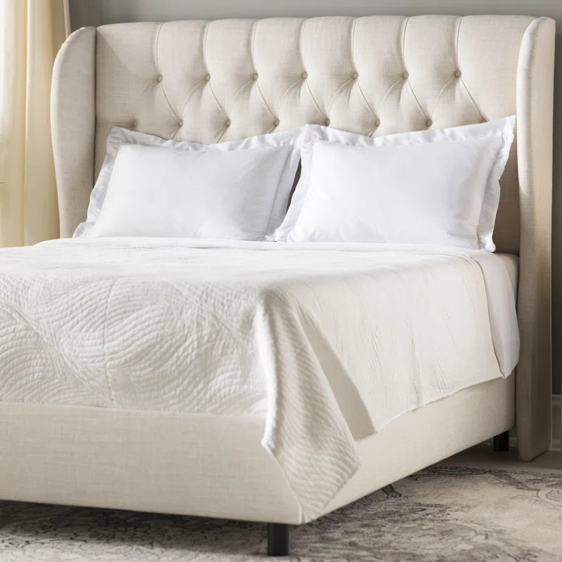 Linen Talc Ahumada Upholstered Standard Bed | Wayfair North America