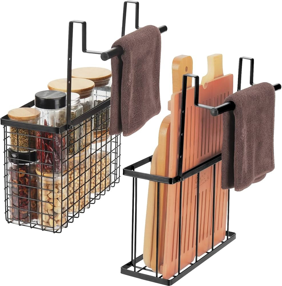YMCCOOL 2 Pack Cabinet Door Organizer,Over The Cabinet Door Organizer with Towel Bars,Hang Over C... | Amazon (US)