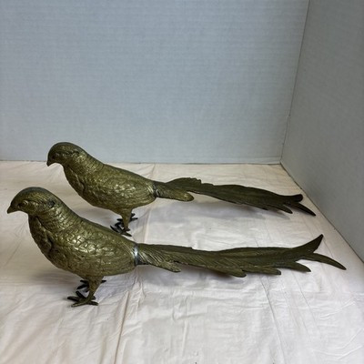 Vintage Brass Pheasant Bird Figurines Set 2 Long Tail MCM Decor | eBay | eBay US