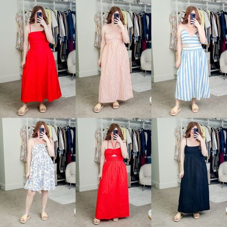 Summer dresses from Target. Size medium in all. First red one wearing size 8. 

So many cute ones!! Date night dress. Summer dress. 

#LTKMidsize #LTKFindsUnder50 #LTKFindsUnder100