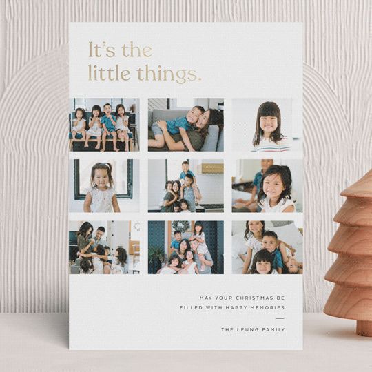 "It's the little things" - Customizable Foil-pressed Holiday Cards in Black by Blustery August. | Minted