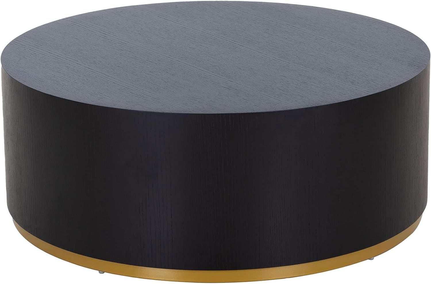 SSLine Classic Drum-Shape Coffee Table Contemporary Round Cocktail Table Black Wood Center Table ... | Amazon (US)
