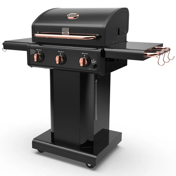 Kenmore 3-Burner Propane Gas Grill with Foldable Side Tables for Outdoor BBQ | Wayfair North America
