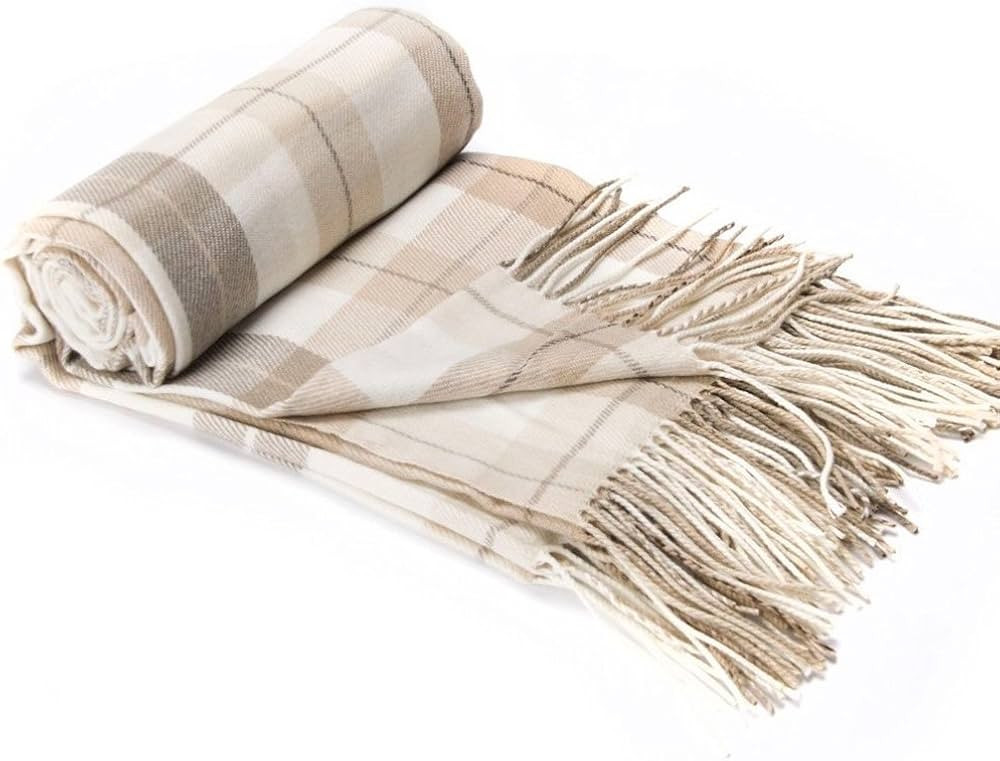 BATTILO HOME Fall Plaid Throw Blanket for Couch, Farmhouse Checkered Decor Throw, Lightweight Bei... | Amazon (US)