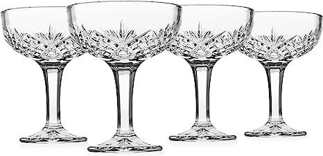 Godinger Champagne Coupe Barware Glasses - Set of 4, 6oz., Dublin Crystal Collection | Amazon (US)