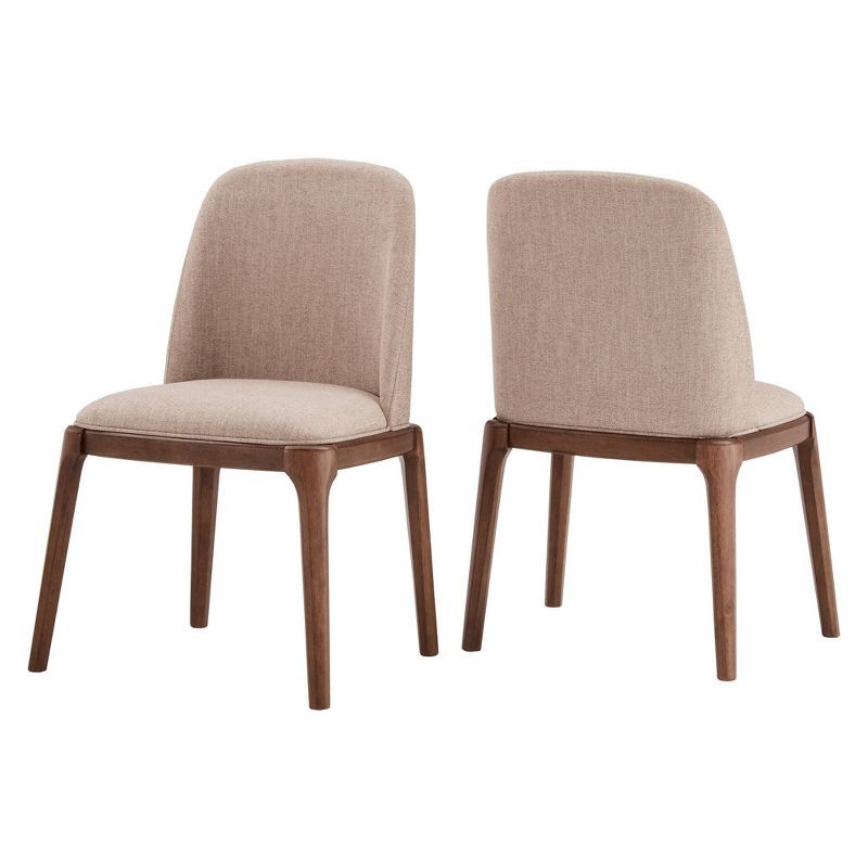 Set of 2 Kaiden Upholstered Side Chairs with Walnut Legs Brown - Inspire Q | Target