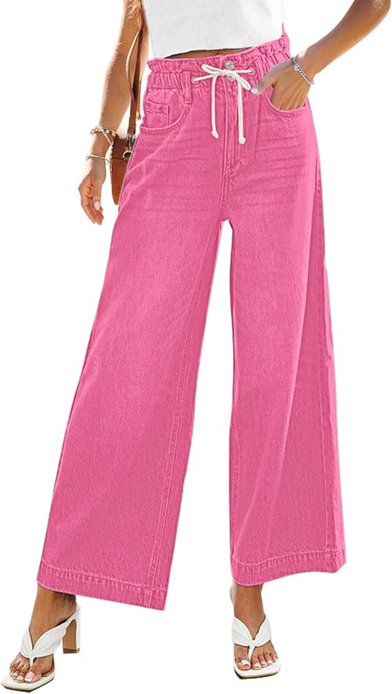 GRAPENT Wide Leg Jeans for Women Stretch High Wasited Elastic Waist Bell Bottom Baggy Y2K Pants | Amazon (US)