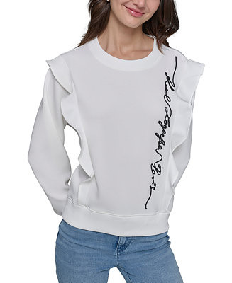 Women's Ruffle Logo Crewneck Sweatshirt | Macy's