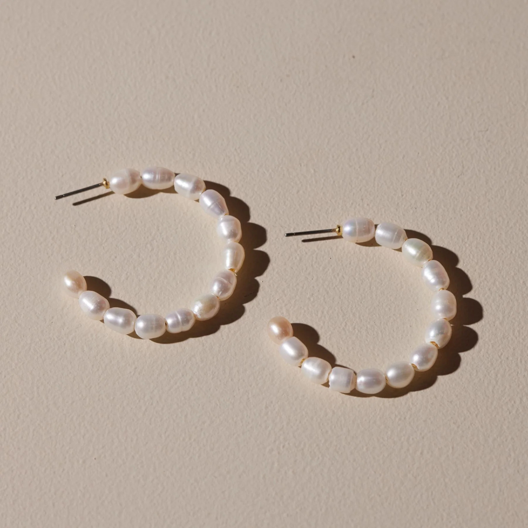 Pearl Hoops | Nickel and Suede