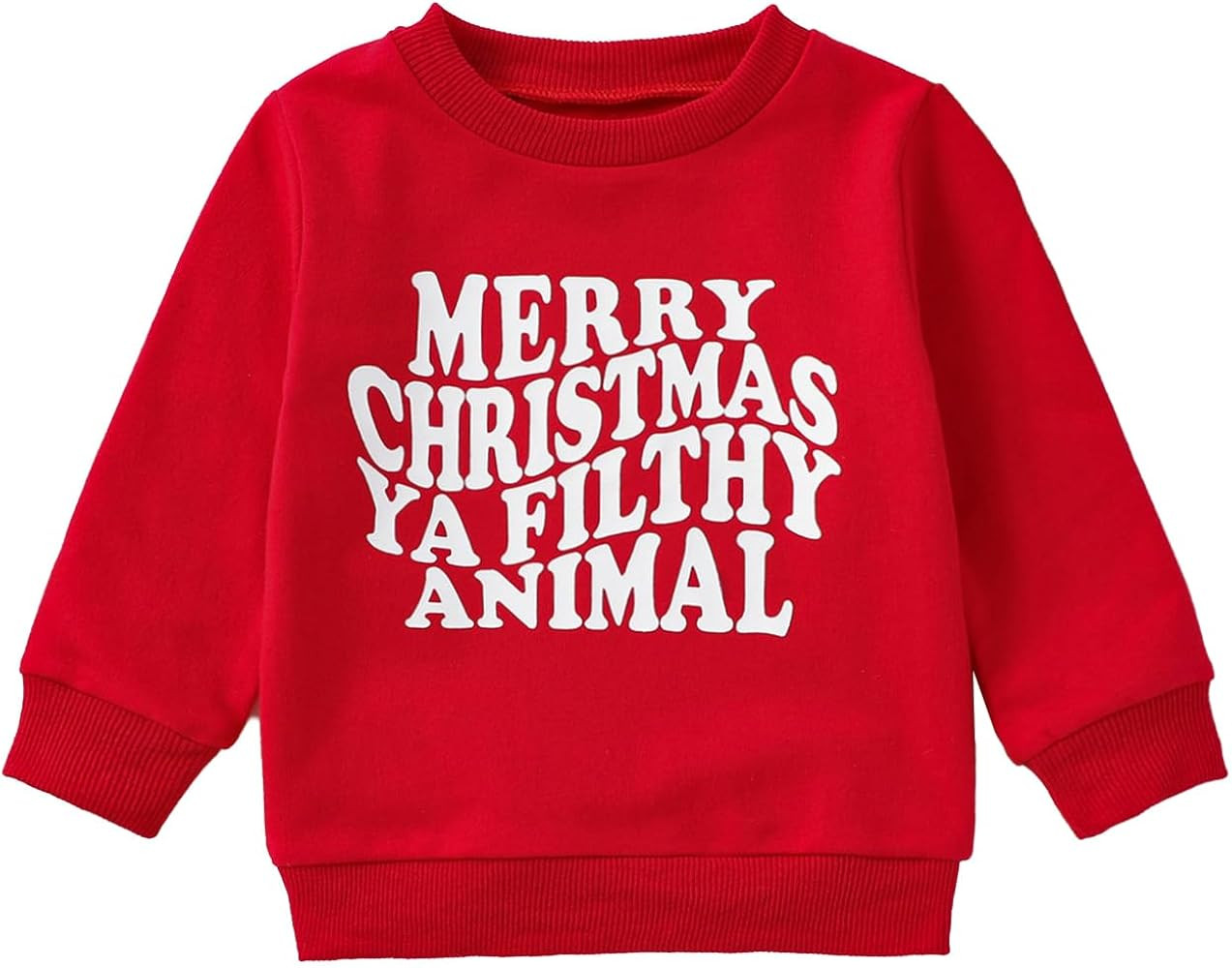 Toddler Boy Girl Cute Long Sleeve Holly Jolly Oversized Sweatshirts Infant Newborn Baby Christmas... | Amazon (US)