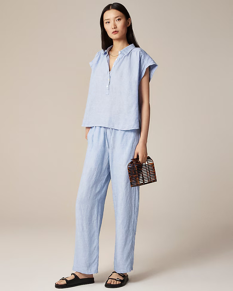 Relaxed henley shirt in Baird McNutt Irish linen | J. Crew US