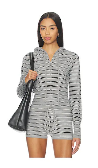 Kieryn Knit Zip Up in Grey Stripe | Revolve Clothing (Global)
