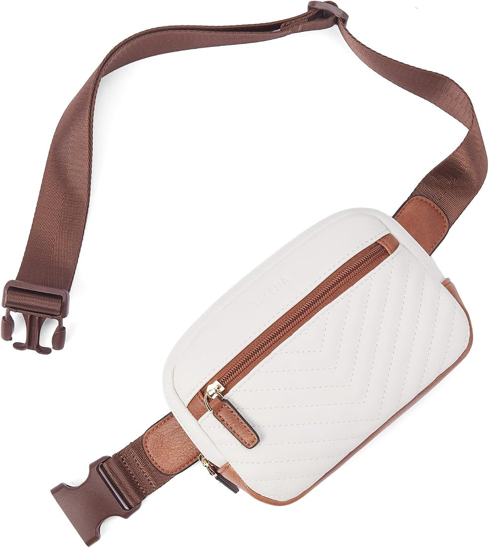 Telena Belt Bag for Women PU Leather Fanny Pack Quilted Crossbody Bags for Women Waist Bag with Adju | Amazon (US)