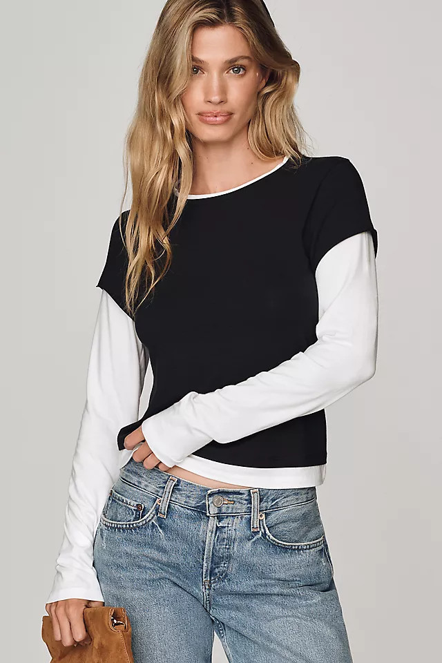 Evan Long-Sleeve Twofer Top | Anthropologie (US)