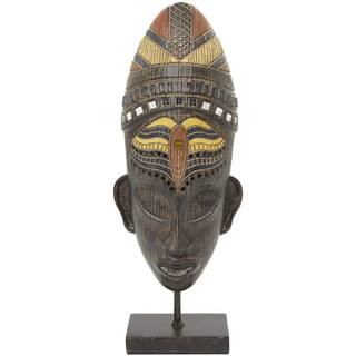 Brown Polystone Primitive African Mask Sculpture | The Home Depot