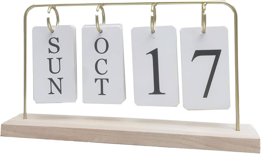 Wooden Perpetual Calendar for Desk, Metal Wood Month Date Display for Teachers, Students, Classro... | Amazon (US)