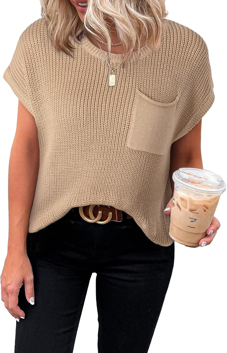 Dokotoo Women's Casual Short Sleeve Loose Tunic Tops Lightweight Knit Spring Pullover Sweater Blouses | Amazon (US)